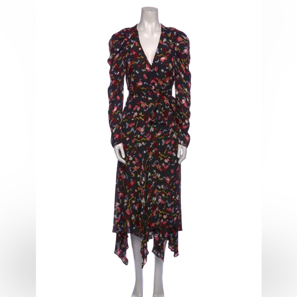 ALC Multicolored Long Sleeve Silk Dress